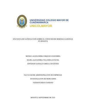 Informe Analisis Encuesta Consumo De Bebidas Gaseosas En Bogotá