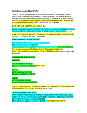 Ejemplo Elaboracion De Inventarios