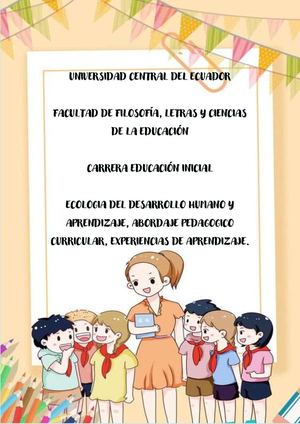 Portafolio de: ECOLOGIA DEL DESARROLLO HUMANO Y APRENDIZAJE, ABORDAJE PEDAGOGICO CURRICULAR