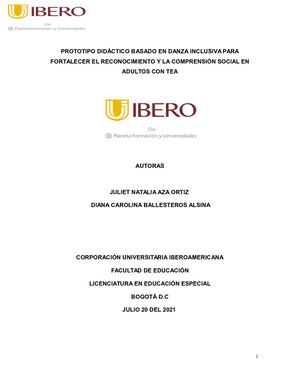 PROTOTIPO DIDÁCTICO BASADO EN DANZA INCLUSIVA PARA FORTALECER EL RECONOCIMIENTO Y LA COMPRENSIÓN SOCIAL EN ADULTOS CON TEA