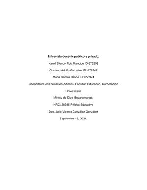 Entrevista Docente Público Y Privado