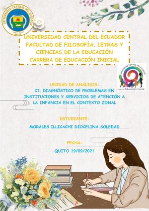 PORTAFOLIO ESTUDIANTIL DE CI. DIAGNOSTICO DE PROBLEMAS EN INSTITUCIONES Y SERVICIOS DE ATENCION A LA INFANCIA EN EL CONTEXTO ZONAL