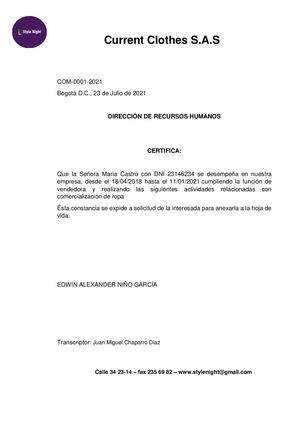 Certificado Laboral