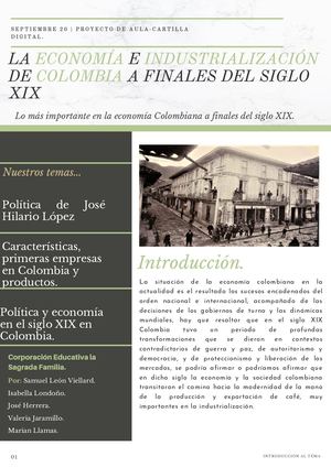 La Economía E Industrialización De Colombia A Finales Del Siglo XIX