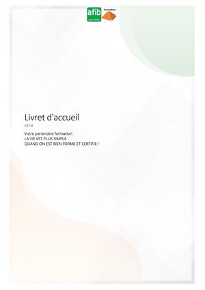 Livret Accueil AFIB Formation