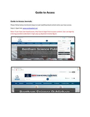 Guide To Access (New Eurekaselect)