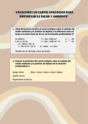 COLOCAMOS UN CARTEL ECOLOGICO PARA PRESERVAR LA SALUD Y AMBIENTE
