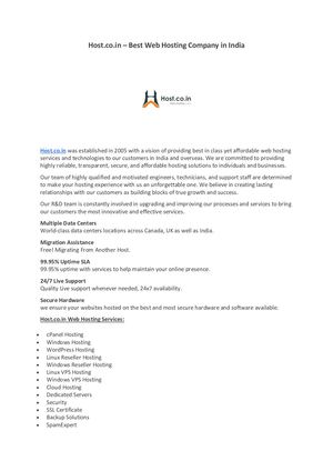 Host Co In – Web Hosting Company In India
