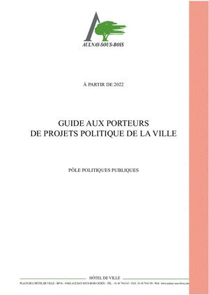 Guide aux porteurs de projets politiques de la Ville à partir de 2022