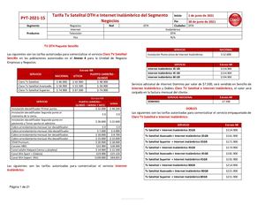 PYT - 2021 - 15 TV Satelital + Internet Inalámbrico 35G 45- 80G Junio 2021