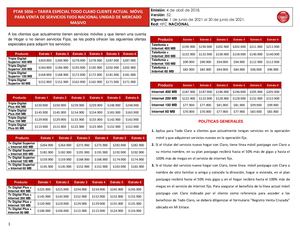 PTAR 5056 Tarifa Todo Claro - Todos Los Canales Excepto TMK V52