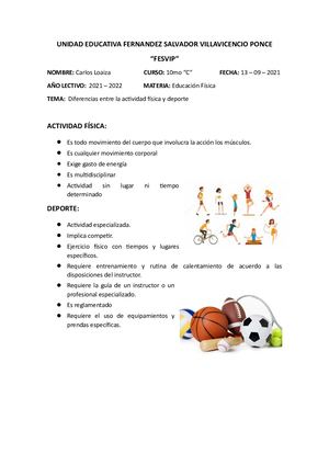 Diferencias Entre Actividad Fìsica Y Deporte