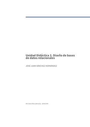 Unidad Didáctica 2 Diseño De Bases De Datos Relacionales José Juan Sánchez Hernández
