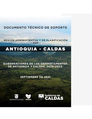 RAP Antioquia Caldas: borrador del Documento Técnico de Soporte