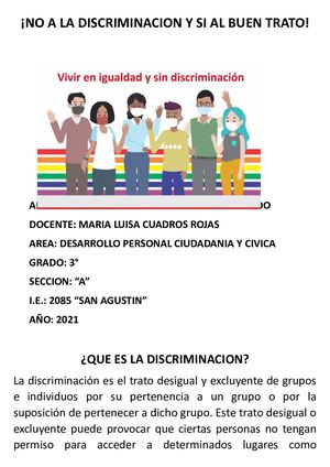 No A La Discriminacion Y Si Al Buen Trato