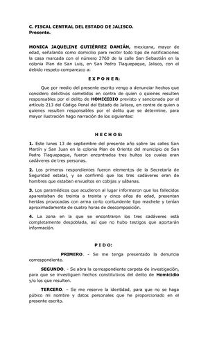 Denuncia No Anonima Con Reserva De Identidad