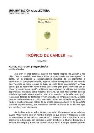 Trópico de Cáncer, Henry Miller