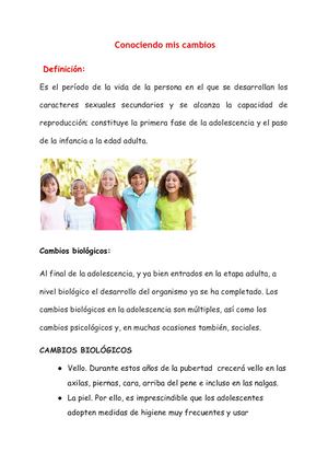 La Pubertad Y Sus Cambios