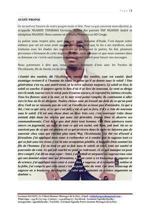 Slam All Bis Pdf Germain Ngandu Messager De La Paix (Le Tribun Poète Slameur)
