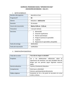 3 Secundaria 3° Y 4° Ciclo Vii Tutoría Sesión 689 14 Set