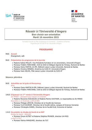 Programme Réussir à L'UA 2021