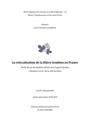 Mémoire Houblon Urbain Charlotte Bon