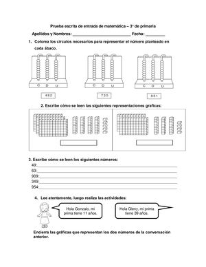 Prueba Escrita De Entrada De Matemática