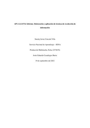 Informe De Tecnica De Recoleccion De Informacion