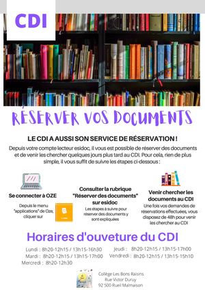 Réservation Des Documents Cdi 20212022