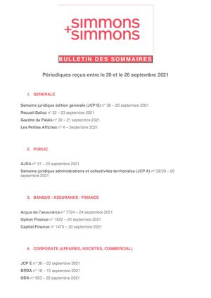Bull Sommaires (Du 20 Au 26 Sept 2021)