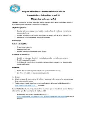 Programación Clausura Mes De La Biblia 2020