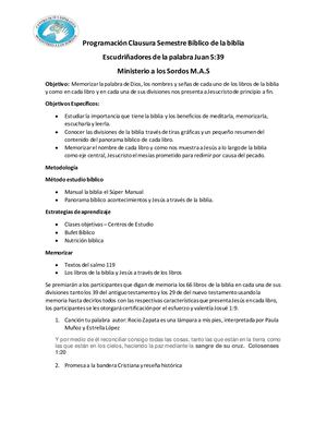 Programación Clausura Mes De La Biblia