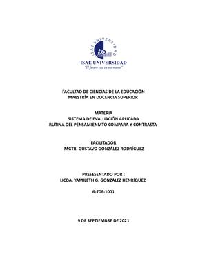Isae Rutina Del Pensamiento Compara Y Contrasta