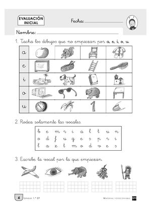 Evaluacion Inicial Para Primero De Primaria