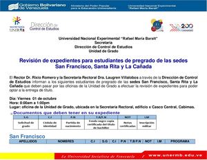 Revisión De Expedientes Sede San Francisco, Santa Rita Y La Cañada