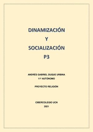 Dinamización Y Socialización Religión P3