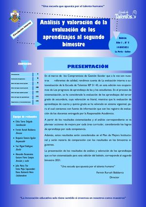 Boletín Evaluación Segundo Bimestre