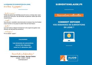 Dépliant Demande Subvention en ligne Culture