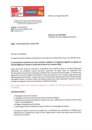 21 10 05 Lettre Préavis De Grève