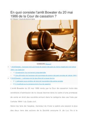 Arrêt Bowater du 20 Mai 1986 de la cour de cassation