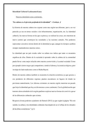 Identidad Cultural Latinoamericana