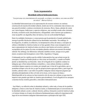 Texto Argumentativo Identidad Cultural Latinoamericana