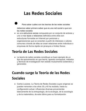 Teoría De Las Redes Sociales