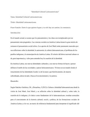 Identidad Cultural Latinoamericana Steven Castro