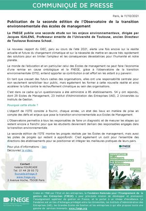 Communiqué De Presse Ote 2021