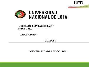 Generalidades De Costos