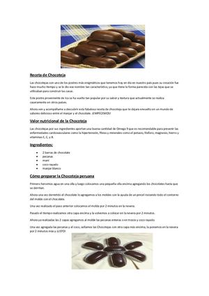 Receta De Chocoteja