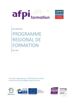Formations PRF 2021 organisées par l'AFPI NPDC