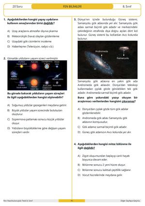Fen Hazırbulunuşluk Testi 8 Sınıf