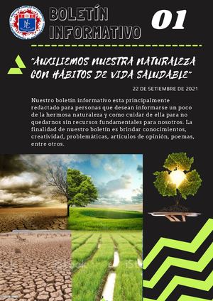 BOLETÍN INFORMATIVO_"AUXILIEMOS NUESTRA NATURALEZA CON HÁBITOS DE VIDA SALUDABLE"